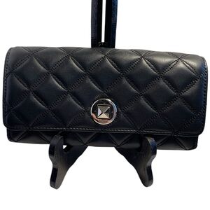 Kate Spade “Natalia Tinsel” Black Quilted Leather Flap Turnlock Wallet - NWT***